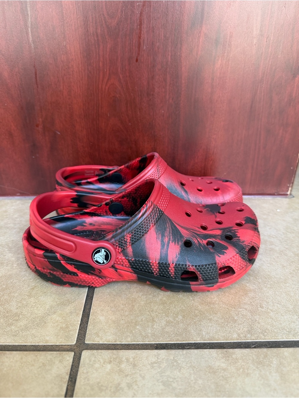 Kids Red & Black Slip-On Crocs